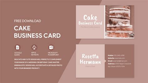 Cake Business Cards Templates Free