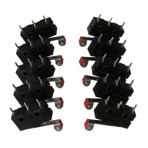 10pcs Set Roller Lever Arm PCB Terminals Micro Limit Normal Close Open