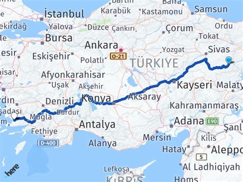 Sivas Divri I Milas Bodrum Havaliman Aras Ka Km Yol Tarifi