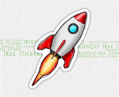 3 Rocket Ship Sticker Rocket Sticker Hand Drawn Etsy