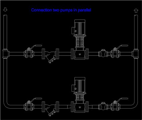 Two Pumps In Parallel Connection Boiler Feed Dwg Block For Autocad