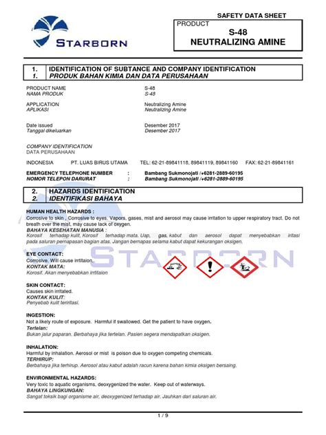 Appendix 3 Neutralization Amine Msds Pdf Fires Dangerous Goods