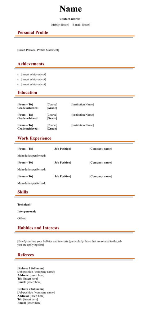 Blank Resume Templates Free Nationjord