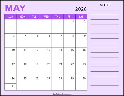 May 2026 Calendar (Free Printable) – Free Printables, Lettering, SVG