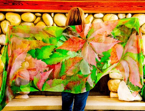 Colorful Leaves Scarf Etsy Leaf Scarf Fall Colored Scarves