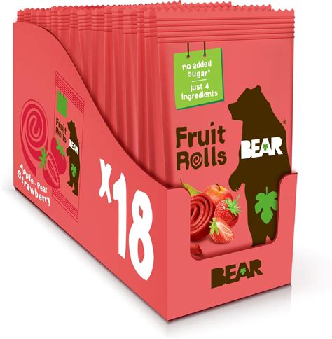 Bear Real Fruit Snack Rolls Gluten Free Vegan And Non Gmo Strawberry Healthy