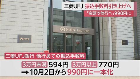 三菱ufj銀行が手数料引き上げ 「他行あて振込」10月2日から990円に ネットバンキングは据え置き｜fnnプライムオンライン