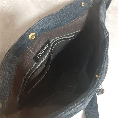 Denim Messenger Bag With Adjustable Shoulder Strap Jean Etsy Strap