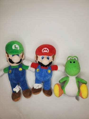 3 Super Mario Bros MARIO LUIGI YOSHI Plush Soft Toy Set Nintendo ...