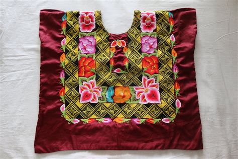 Free Shipping Tehuana Vintage Huipil Hand Embroidery Flowers With Love