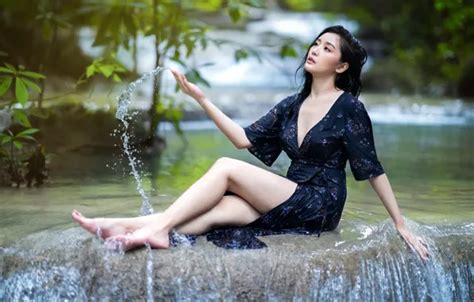 Wallpaper girl nature brunette Asian for mobile and desktop section ситуации resolution