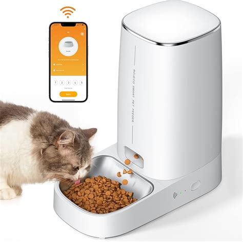 ROJECO Automatic Cat Feeder Pet Food Dispenser With 2 4GHz Wi Fi APP