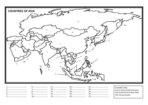 Map Of Asia Worksheet