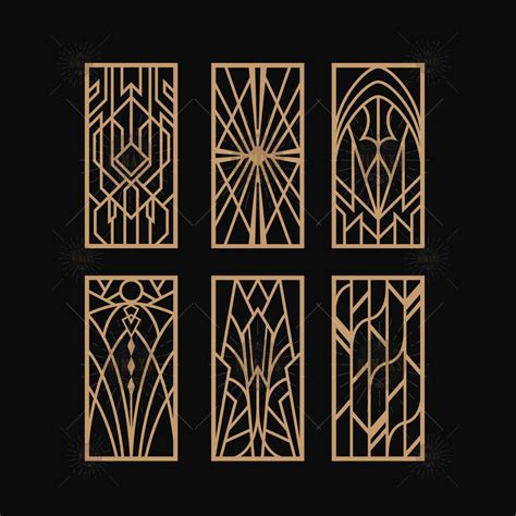 Vintage Geometric Art Deco Laser Cut Panel Designs SVG PNG DXF Eps