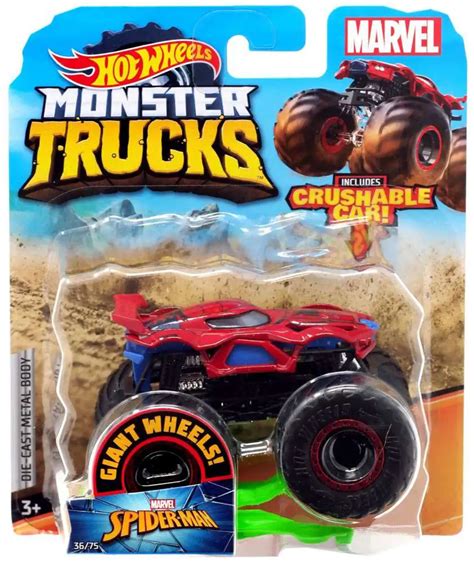 Hot Wheels Monster Trucks Marvel Spider Man 164 Diecast Car Mattel Toys Toywiz