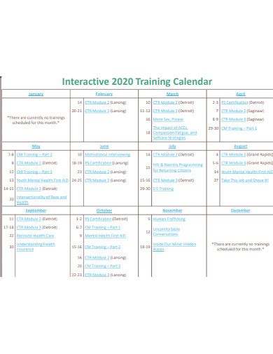 Training Calendar 15 Examples Format How To Organize Pdf