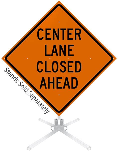 Center Lane Closed Ahead Roll-Up Sign, SKU: WM-0079