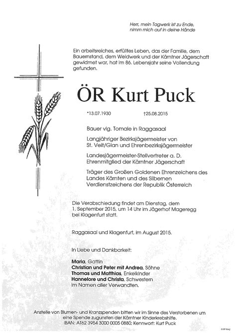 Parte für ÖR Kurt Puck pax requiem