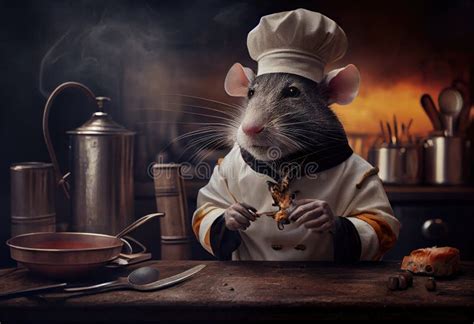 Portrait of a Rat Chef in a Restaurant Kitchen. Generate Ai. Stock ...