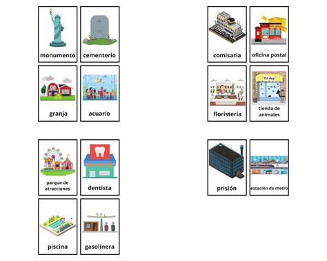 Spanish Places In The City Vocabulary Flashcards Learning Etsy Italia