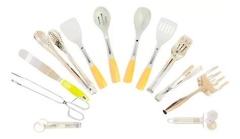 Jogo 10 Colheres De Silicone Cabo Inox Utensílios Cozinha