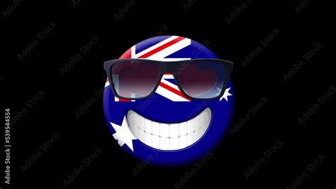 Australiaanimation Of Smiling Face With Australian Flag Isolated By