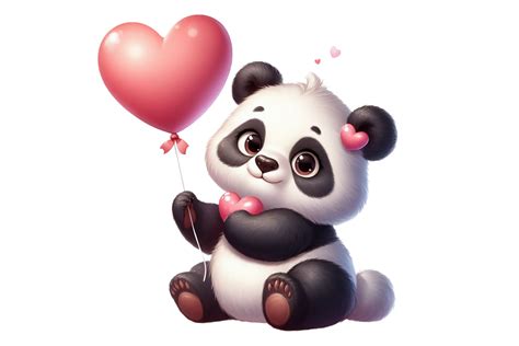 Baby Panda Valentine Clipart Png Graphic By Vectmonster Creative Fabrica