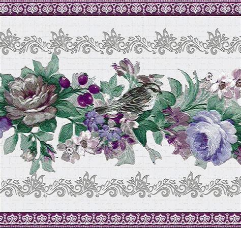 Dundee Deco DDAZBD9039 Peel and Stick Wallpaper Border - Floral Purple ...