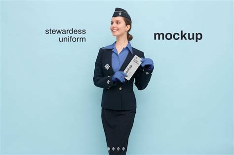 Premium PSD | Female flight attendant posing in uniform