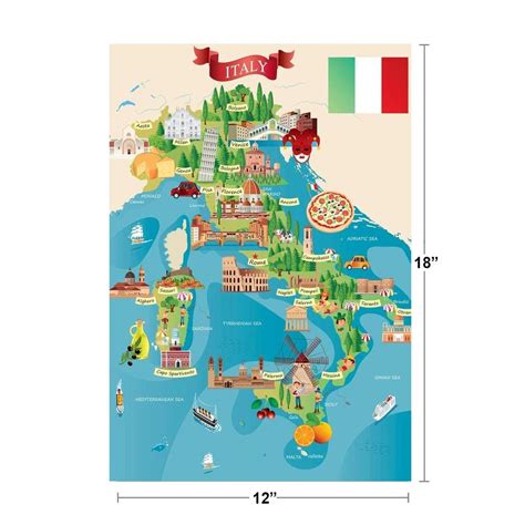 Buy Italian Tourist And Travel Destinations Illustrated Map Travel