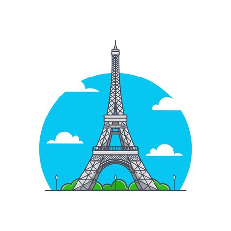 parís torre eiffel ilustración plana icono de dibujos animados 7161672