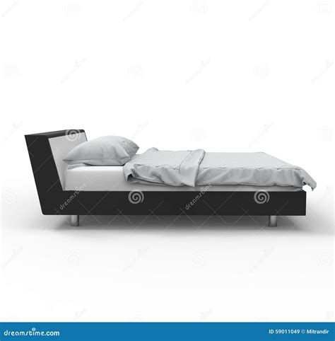 Black And White Bed Side View Stock Illustration Illustration Of