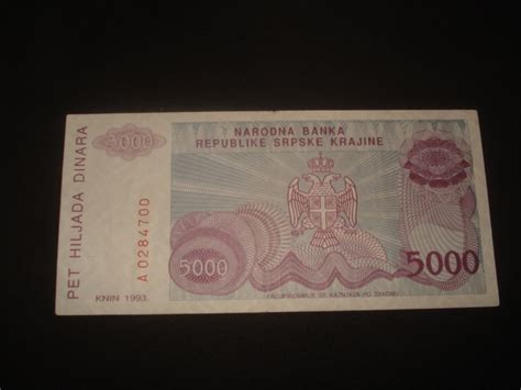 Novčanica RS Krajina Knin 5000 dinara 1993.FINE