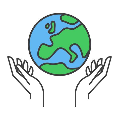 Hand Holding Planet Earth Linear Vector Icon Save The Planet Earth