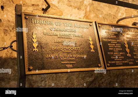 Heroes of the Alamo plaque, the Alamo Mission Museum, San Antonio Texas ...