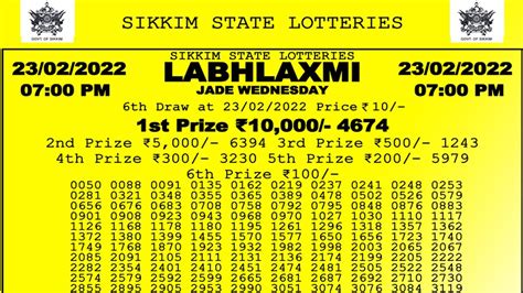 Labhlaxmi Lottery Pm Sikkim State Lotteries Today