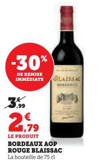 Promo Bordeaux Aop Rouge Blaissac Chez Hyper U ICatalogue Fr