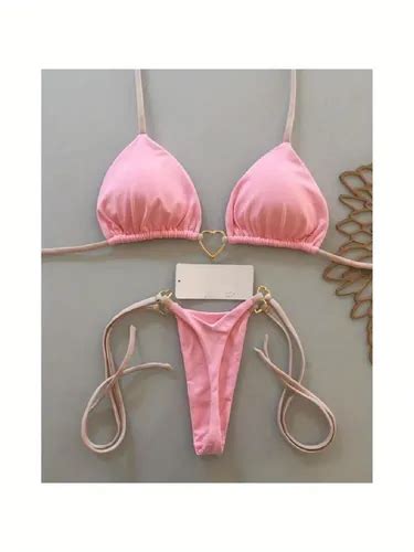 Conjunto De Bikini Halter Sexy Para Mujer Color Liso Traje MercadoLibre