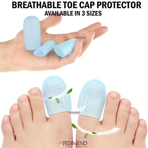 PEDIMEND Breathable Toe Protectors Blue Gel Toe Caps For Corns Callus