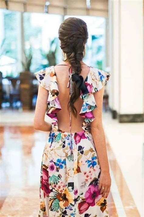 Vestido Con Flores Descubierto De La Espalda Vestir Con Estilo Vestido De Verano Moda