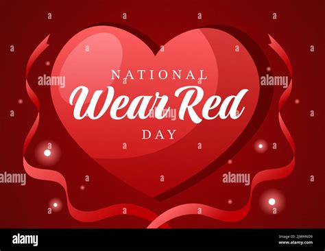 National Wear Red Day On February 7th Template Hand Drawn Cartoon Flat