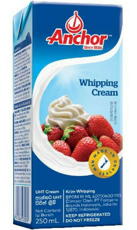 Anchor UHT Dairy Whipping Cream 250ml X24 Sold Per Carton HORECA