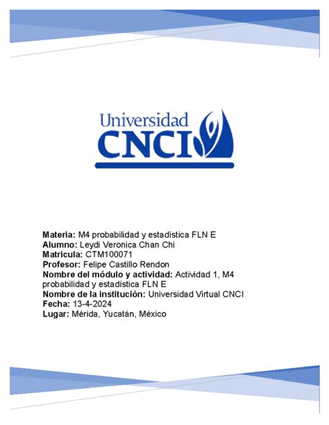 Actividad M Probabilidad Y Estad Stica Fln E Materia M