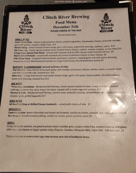 Online Menu Of Clinch River Brewing Restaurant Norris Tennessee