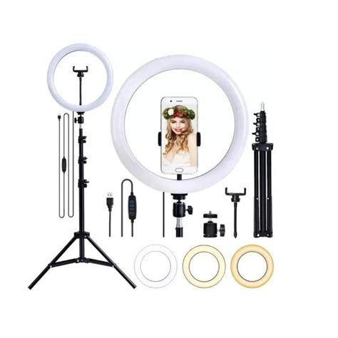 Tripé Para Celular Com Ring Light - Ring Light 10 Polegadas com Tripé e Suporte para Celular (Luz Branca ...