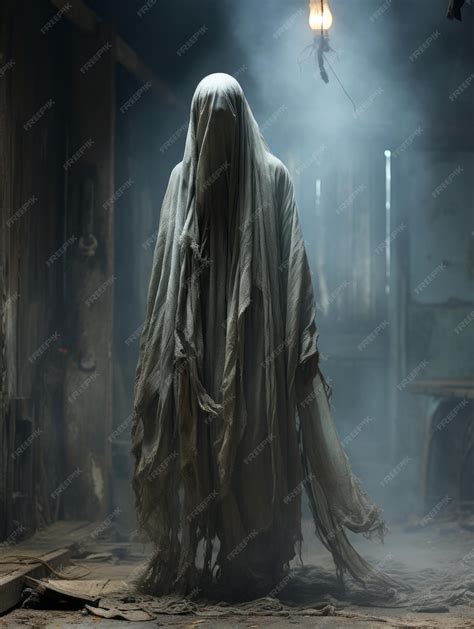 Premium Ai Image A Man In A Ghost Costume Standing In A Dark Room