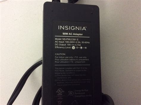 Genuine Insignia Ns Pwlc591 E Power Supply Ac Dc Adapter 19v 4 74a 90w Ebay