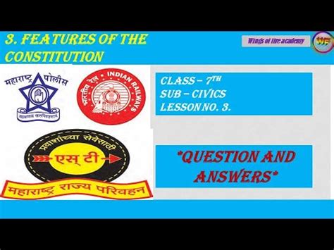 Features Of The Constitution Question And Answers Class Civics