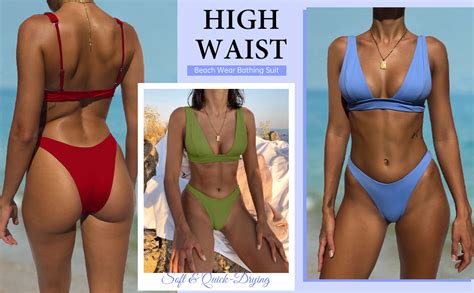 Amazon Hailth Bikini Sets For Women Two Piece Swimsuit V Neck Push Up Triangle Top With