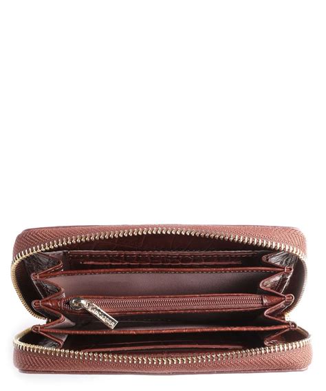 Lancaster Exotic Croco Wallet Cow Leather Brown Chataign